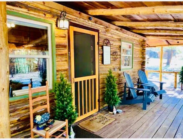 260 E Jensen Trl, Hatch, UT 84735 - sunroom with beamed ceiling