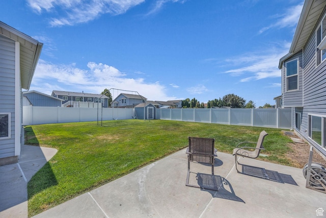 3820 Foxglen Dr, Roy, UT 84067 - fenced backyard featuring a patio area and a shed