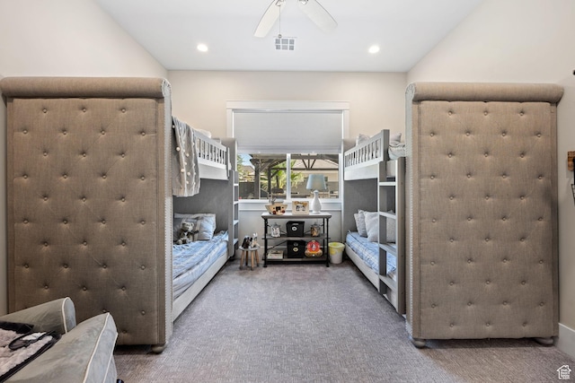 2918 E Willow Tree Ln, St George, UT 84790 - carpeted bedroom with a ceiling fan and recessed lighting