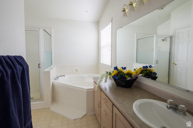 373 S 3240 W, Vernal, UT 84078 - full bath with a shower stall, tile patterned floors, vanity, and a garden tub