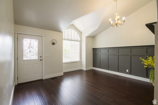 373 S 3240 W, Vernal, UT 84078 - entrance foyer featuring a chandelier, dark wood finished floors, and vaulted ceiling