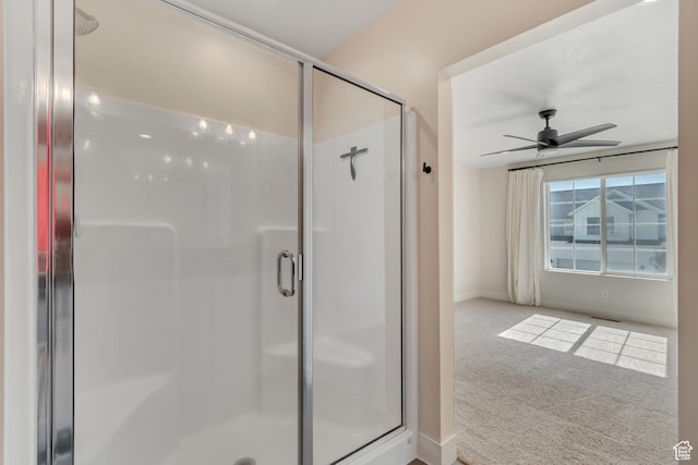9728 N Aaron Ave Unit 115, Eagle Mountain, UT 84005 - full bathroom featuring ceiling fan and a shower stall