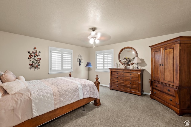 2265 N 515 E, North Ogden, UT 84414 - bedroom with light carpet, a ceiling fan, and a textured ceiling