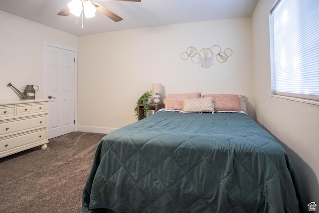 129 N 100 E, Ephraim, UT 84627 - bedroom with dark colored carpet and ceiling fan
