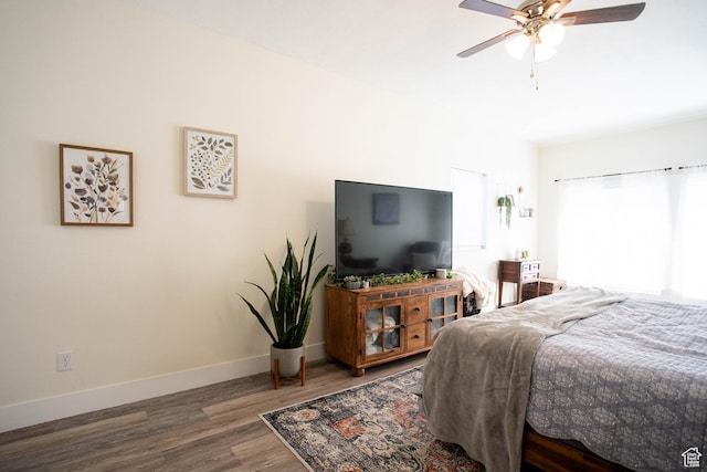 129 N 100 E, Ephraim, UT 84627 - bedroom with wood finished floors and a ceiling fan