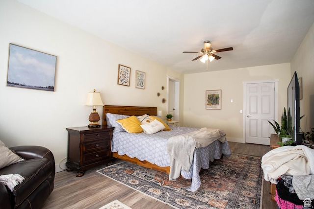 129 N 100 E, Ephraim, UT 84627 - bedroom with wood finished floors and a ceiling fan