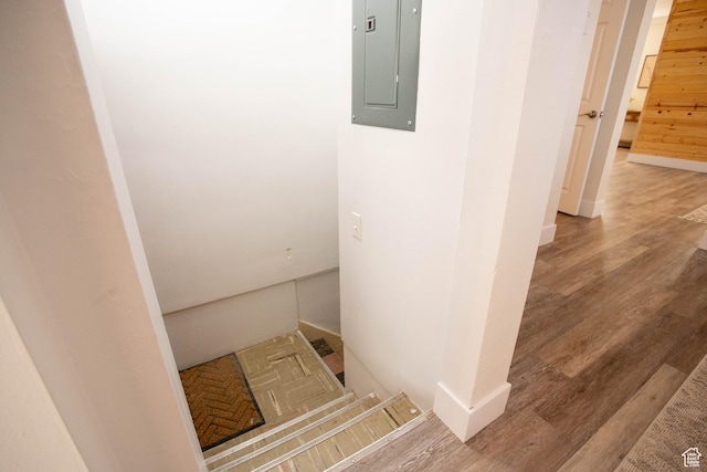 129 N 100 E, Ephraim, UT 84627 - stairway with electric panel and wood finished floors