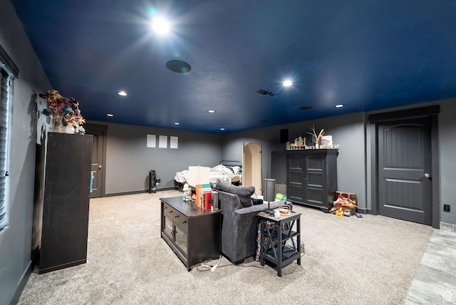 5198 W Courtly Ln, Herriman, UT 84096 - carpeted cinema with arched walkways and recessed lighting