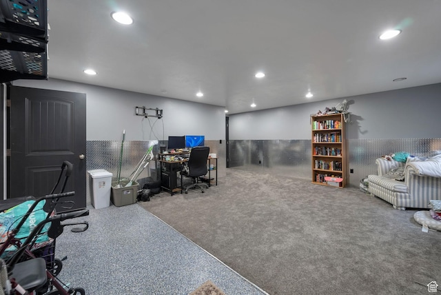 5198 W Courtly Ln, Herriman, UT 84096 - office area with carpet and recessed lighting