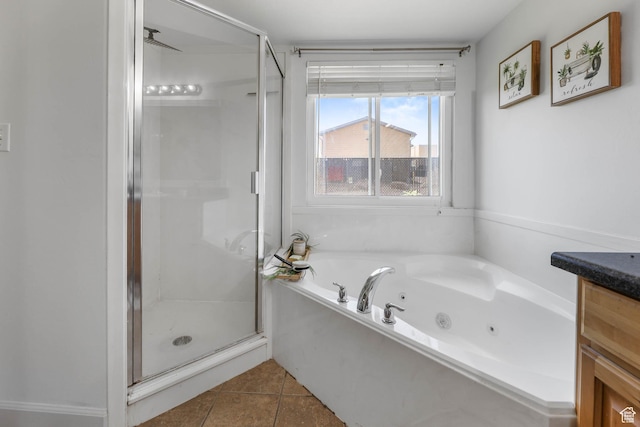6228 S Waller Ln, West Jordan, UT 84081 - bathroom with a shower stall, a whirlpool tub, and tile patterned floors