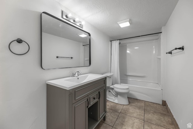 6228 S Waller Ln, West Jordan, UT 84081 - full bath featuring vanity, shower / tub combo with curtain, tile patterned flooring, and a textured ceiling