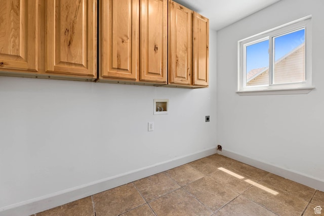 6228 S Waller Ln, West Jordan, UT 84081 - laundry room featuring washer hookup, cabinet space, electric dryer hookup, and tile patterned flooring