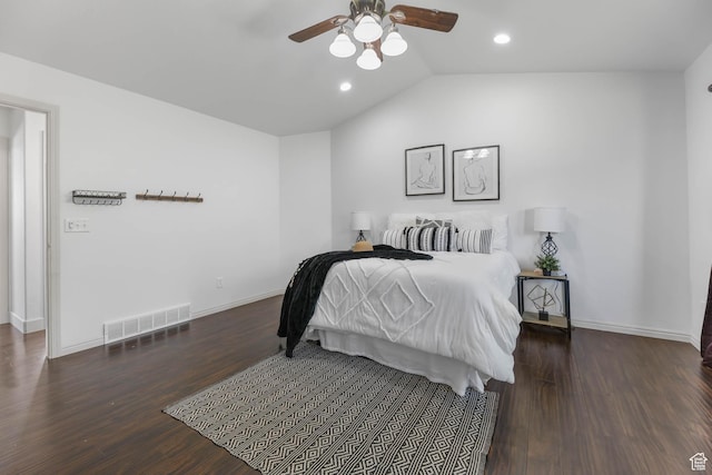 6228 S Waller Ln, West Jordan, UT 84081 - bedroom with wood finished floors, recessed lighting, lofted ceiling, and ceiling fan