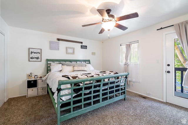 1663 W 2500 N, Vernal, UT 84078 - bedroom with carpet, a ceiling fan, and access to exterior