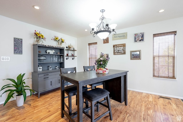 1663 W 2500 N, Vernal, UT 84078 - dining space with a chandelier, light wood-type flooring, and recessed lighting