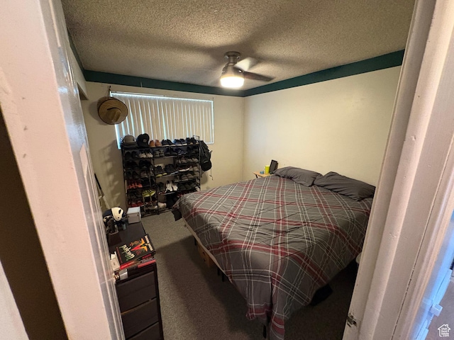 4208 S 4205 W, West Valley City, UT 84120 - carpeted bedroom with a textured ceiling and ceiling fan