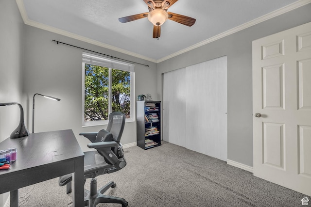 1834 N 200 E, Centerville, UT 84014 - carpeted office featuring crown molding and ceiling fan