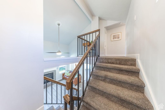 788 E 8230 S, Sandy, UT 84094 - stairs with a ceiling fan, high vaulted ceiling, and wood finished floors