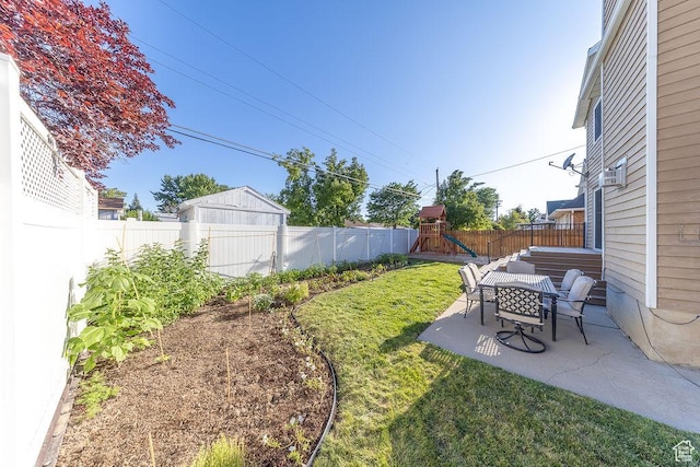 788 E 8230 S, Sandy, UT 84094 - fenced backyard with a playground and a patio area