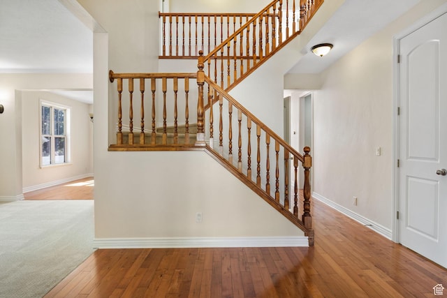 889 S Sego Lily Way, Mapleton, UT 84664 - staircase featuring wood-type flooring and baseboards