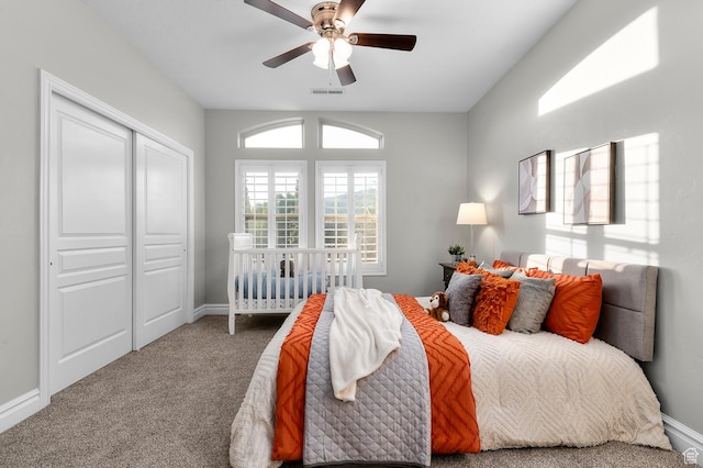 292 E Clubview Ln, Lehi, UT 84043 - bedroom with carpet, a ceiling fan, and a closet