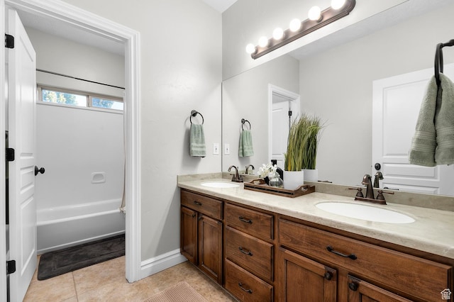 292 E Clubview Ln, Lehi, UT 84043 - bathroom featuring double vanity, bathtub / shower combination, and tile patterned floors