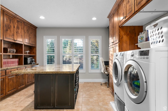 292 E Clubview Ln, Lehi, UT 84043 - laundry area with cabinet space, separate washer and dryer, light tile patterned floors, and recessed lighting
