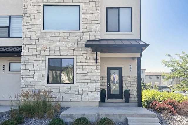 457 S Wood Stream Rd, American Fork, UT 84003 - entrance to property with a standing seam roof, stone siding, and a metal roof