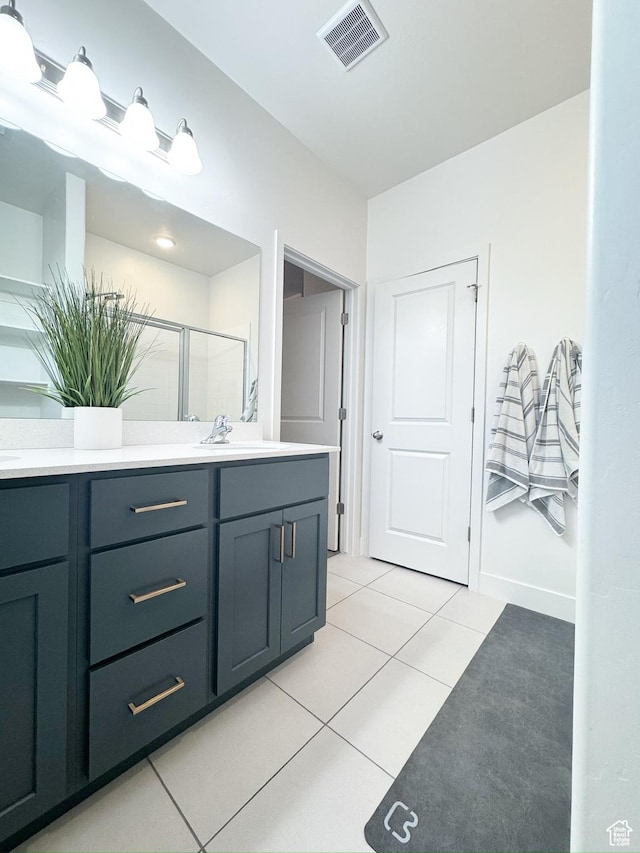 457 S Wood Stream Rd, American Fork, UT 84003 - full bathroom featuring double vanity, tile patterned flooring, and an enclosed shower