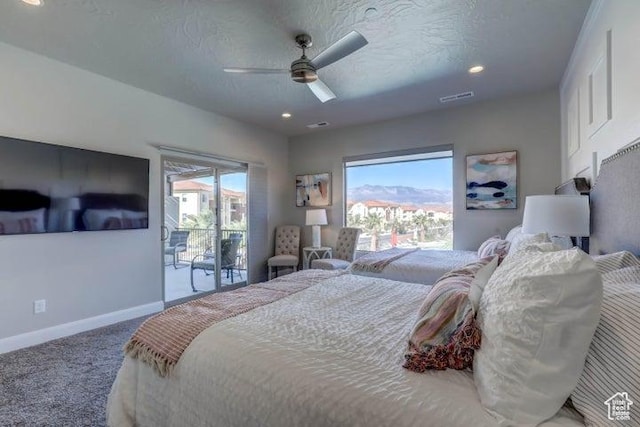259 N 2020 W, Hurricane, UT 84737 - bedroom featuring access to exterior, carpet, ceiling fan, and recessed lighting