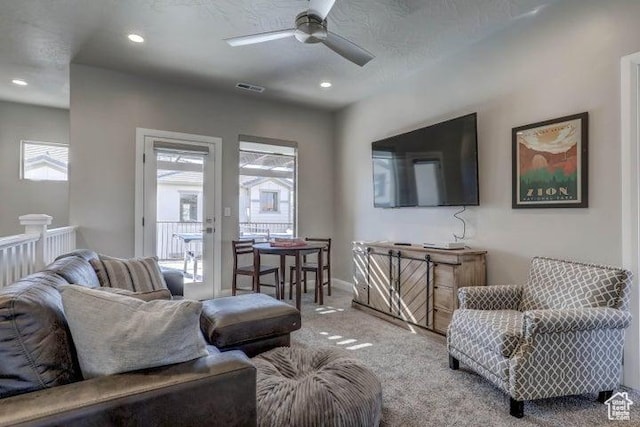 259 N 2020 W, Hurricane, UT 84737 - living area with ceiling fan, carpet flooring, and recessed lighting