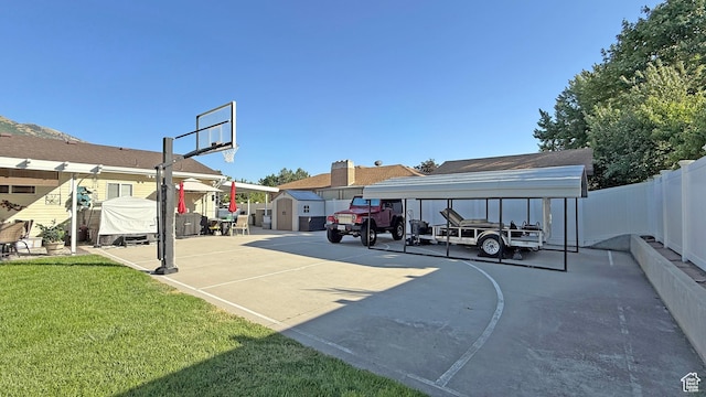 11766 S Hidden Valley Rd E, Sandy, UT 84092 - view of sport court featuring a shed