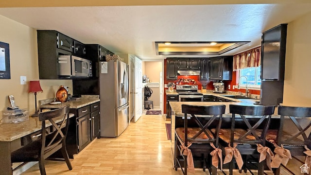11766 S Hidden Valley Rd E, Sandy, UT 84092 - kitchen featuring stainless steel appliances, under cabinet range hood, light wood-style flooring, light countertops, and a peninsula