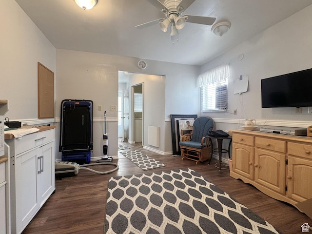 804 Fleetwood Dr, Tooele, UT 84074 - office area with ceiling fan and dark wood-style floors