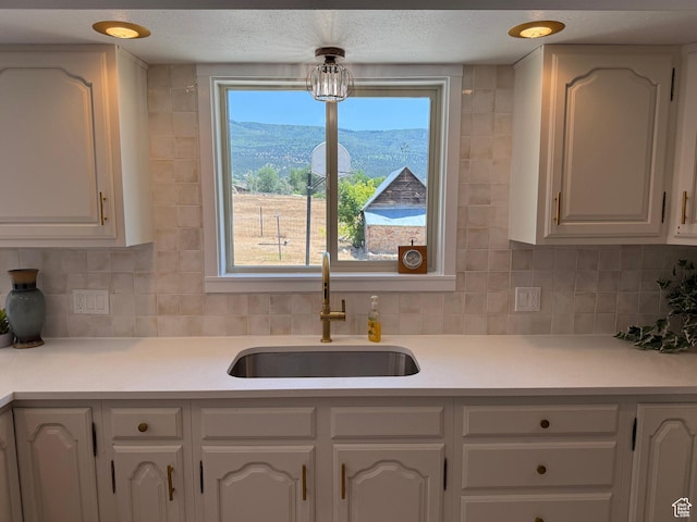 262 N 400 E, Fairview, UT 84629 - kitchen featuring white cabinetry, light countertops, and backsplash