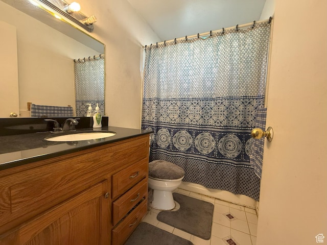 1344 N 280 W, Pleasant Grove, UT 84062 - bathroom with tile patterned floors, vanity, and a shower with curtain