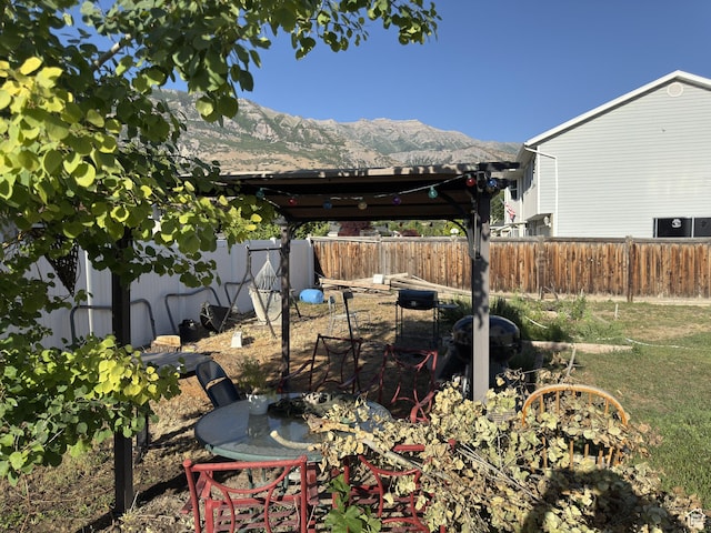 1344 N 280 W, Pleasant Grove, UT 84062 - fenced backyard with a mountain view and a gazebo