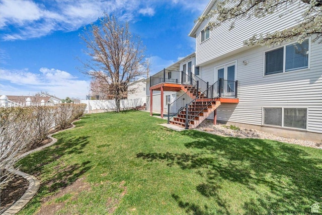 971 N 600 E, Springville, UT 84663 - fenced backyard featuring stairway and a deck