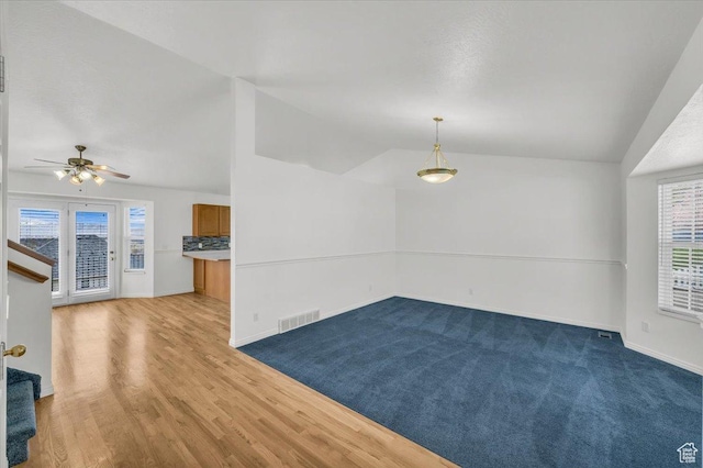 971 N 600 E, Springville, UT 84663 - empty room featuring lofted ceiling, a ceiling fan, and wood finished floors