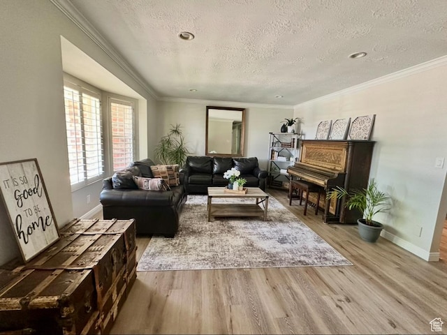 2442 N 2275 E, Layton, UT 84040 - living area featuring a textured ceiling, wood finished floors, and crown molding