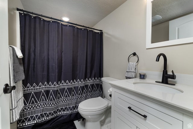 3486 W 1750 S, Vernal, UT 84078 - bathroom with vanity, a textured ceiling, and a shower with shower curtain