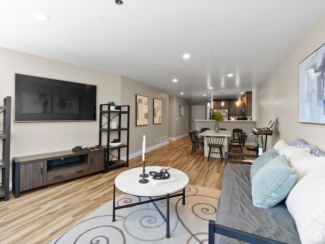 48 W 300 S Unit 1203N, Salt Lake City, UT 84101 - living area featuring light wood-type flooring and recessed lighting