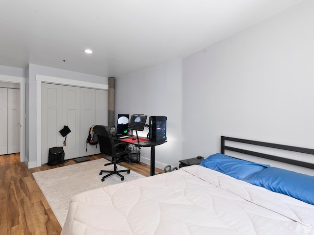 48 W 300 S Unit 1203N, Salt Lake City, UT 84101 - bedroom with wood finished floors, recessed lighting, and an office area