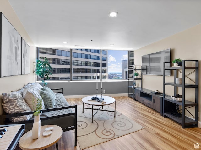 48 W 300 S Unit 1203N, Salt Lake City, UT 84101 - living room with wood finished floors and recessed lighting