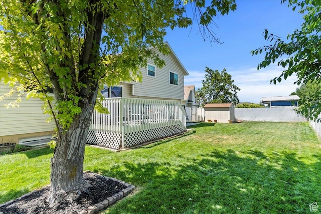 4266 S 2900 W, Roy, UT 84067 - rear view of property with a shed, a fenced backyard, and a wooden deck