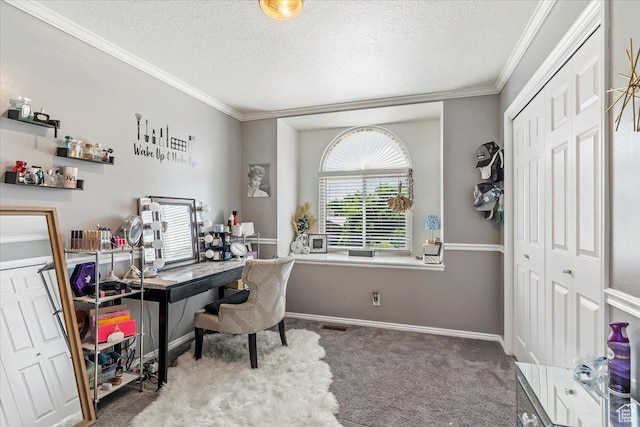 4266 S 2900 W, Roy, UT 84067 - carpeted office with crown molding and a textured ceiling