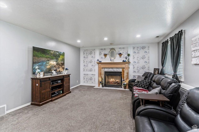 4266 S 2900 W, Roy, UT 84067 - carpeted living area featuring a fireplace and recessed lighting