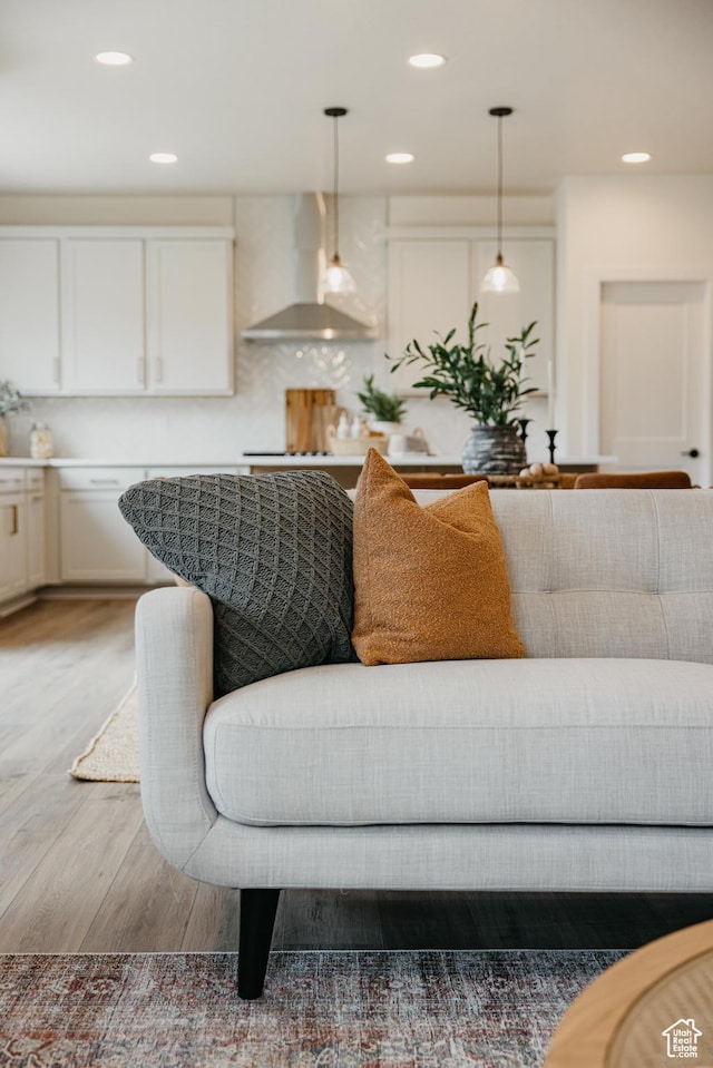 5976 N Canyon Rim Rd E Unit 615, Lehi, UT 84043 - living room with light wood-style flooring and recessed lighting