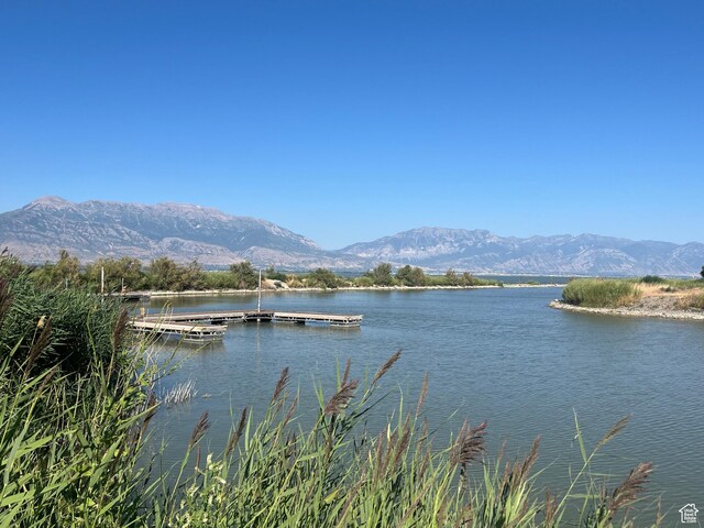 238 N Vista Ct, Saratoga Springs, UT 84045 - water view with a floating dock and a mountainous background