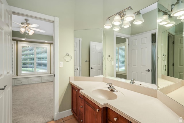 238 N Vista Ct, Saratoga Springs, UT 84045 - full bath featuring vanity, ceiling fan, and tile patterned flooring